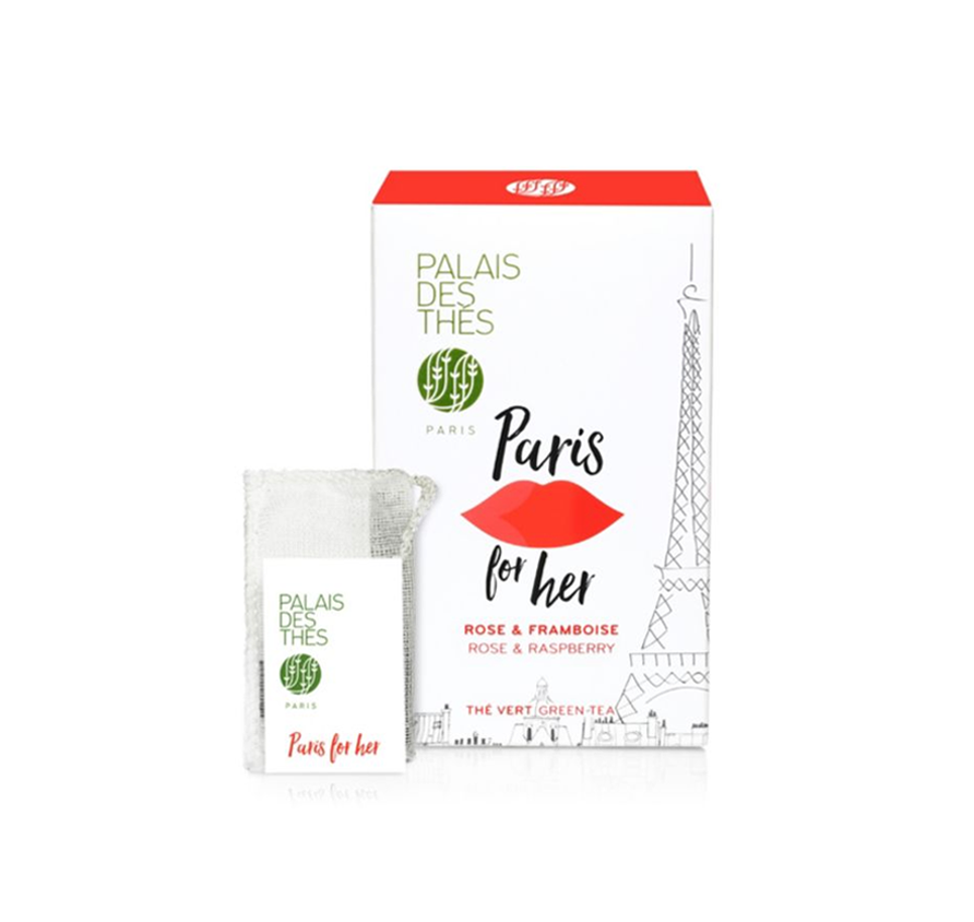 Palais Des Thes - Paris For Her (Green tea with rose, raspberry and lychee) - Box of 20 Sachets